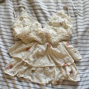 Floral Lace Trim Tank Top